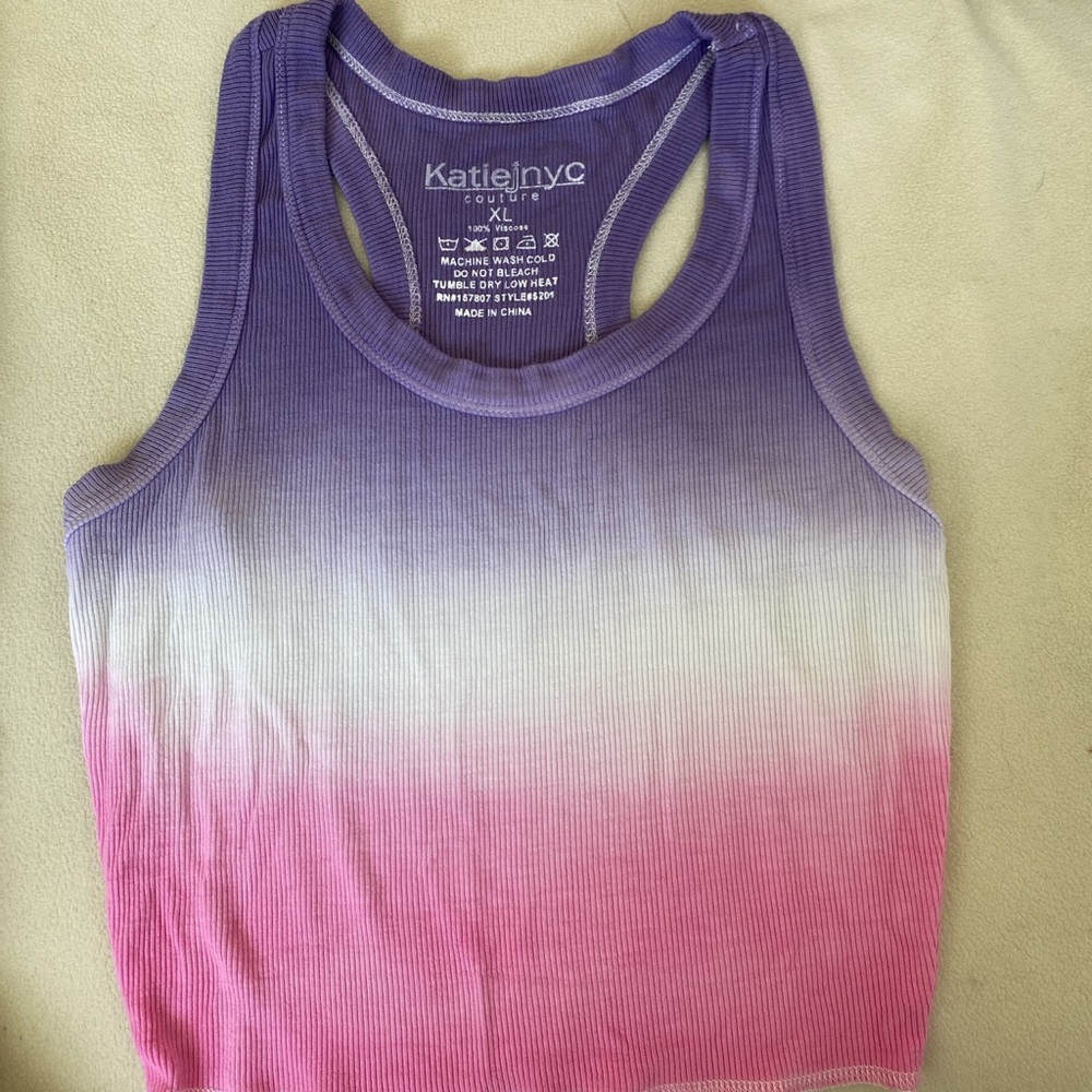Purple, white, and pink ombré top